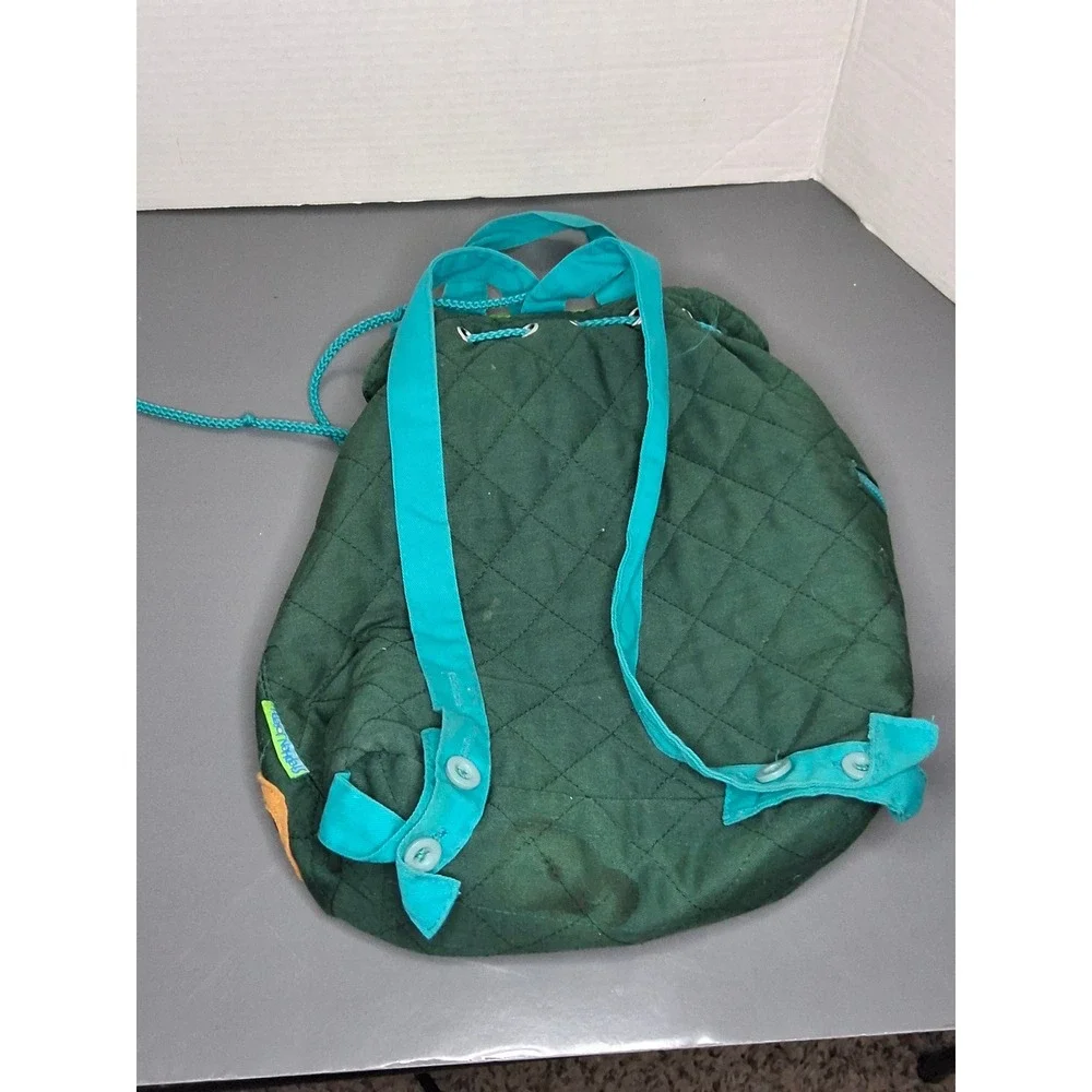 Stephen Joseph Kids Quilted Dinosaur Backpack Green Teal T-Rex Drawstring Bag